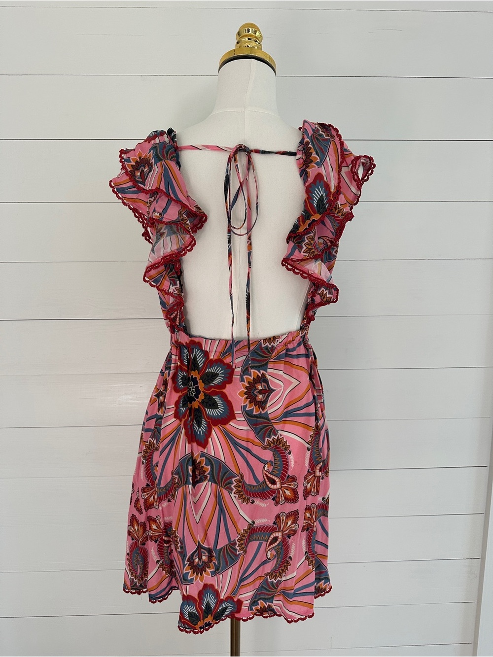 FARM Rio Pink Floral-Print Ruffle Cover Up/Mini Dress - Picture 3 of 6